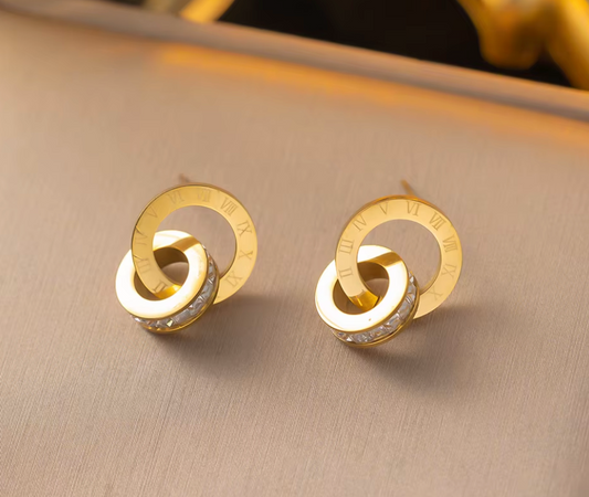 Diamond Roman Numeral Earrings