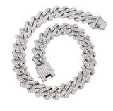 Wide Straight Edge Cuban Link Chain Necklace - Snap Buckle