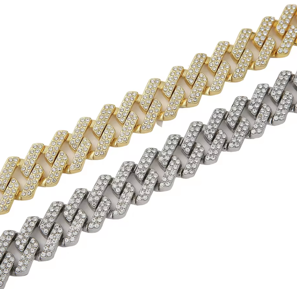 Wide Straight Edge Cuban Link Chain Necklace - Snap Buckle
