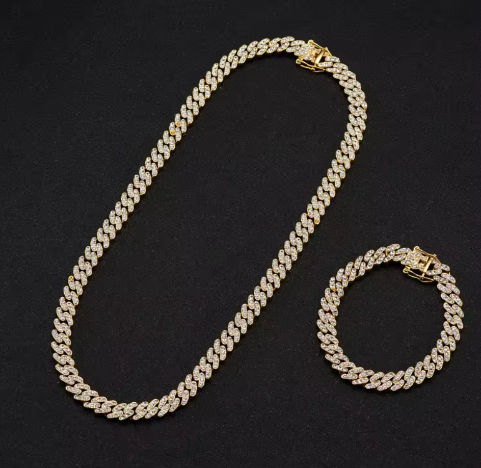 Rounded Straight Edge Cuban Link Chain Necklace - Snap Buckle