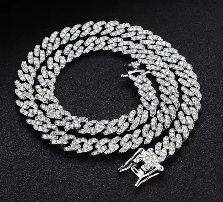 Rounded Straight Edge Cuban Link Chain Necklace - Snap Buckle