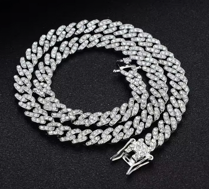Rounded Straight Edge Cuban Link Chain Necklace - Snap Buckle