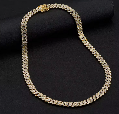 Rounded Straight Edge Cuban Link Chain Necklace - Snap Buckle