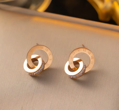 Diamond Roman Numeral Earrings